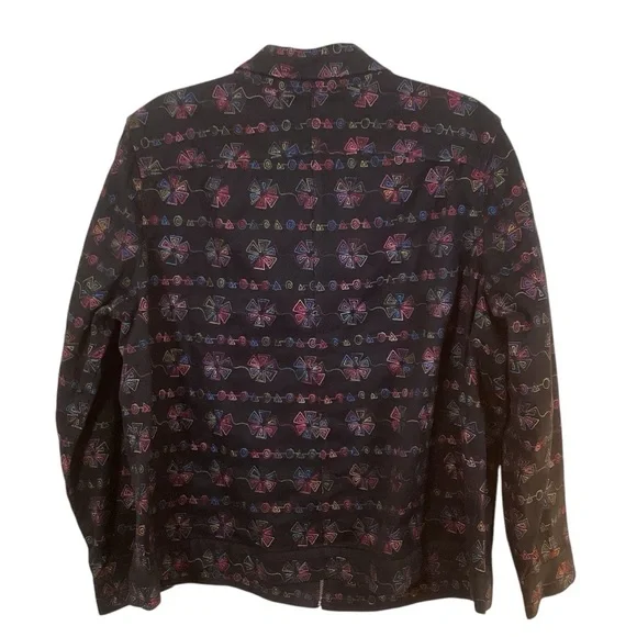 CJ Banks Women’s Geometric Design Black Lightweight Jacket. Size 1X - Picture 2 of 6